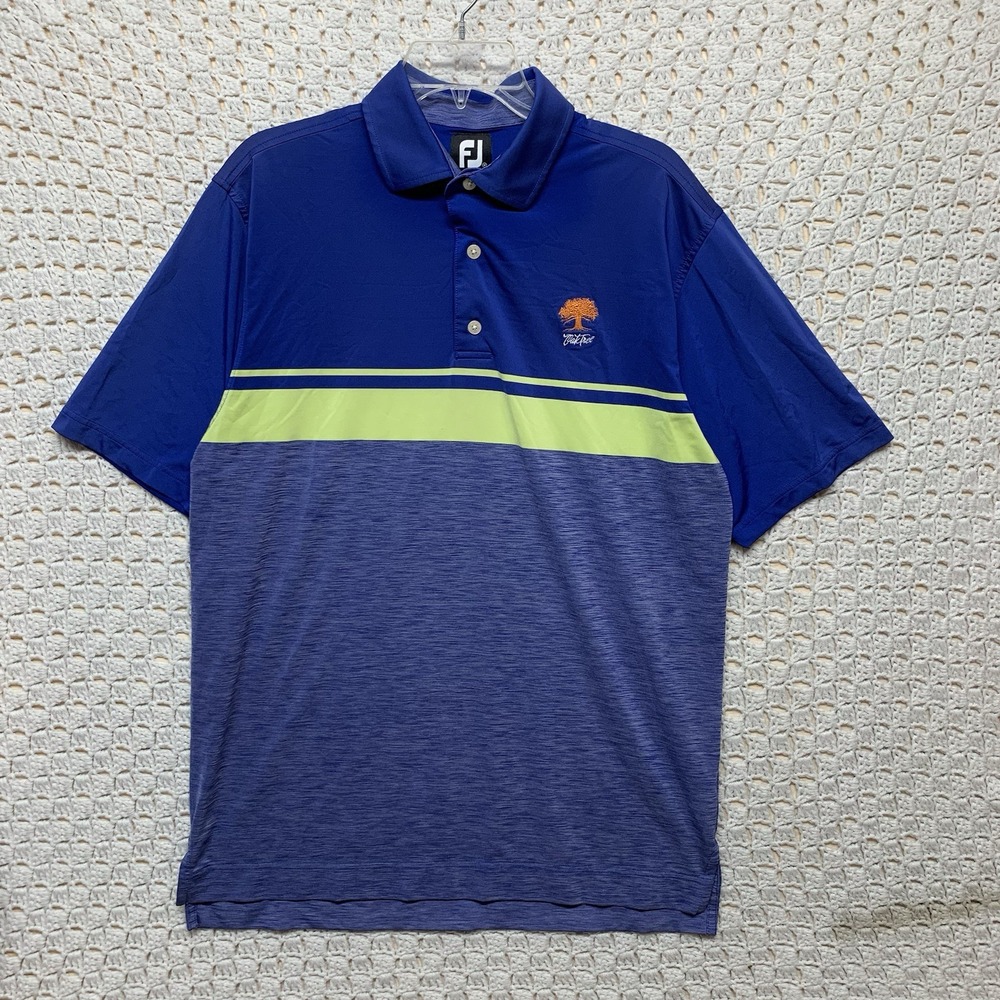FootJoy Golf Polo Shirt Mens Sz‎ M  Blue Green Performance Striped Rugby